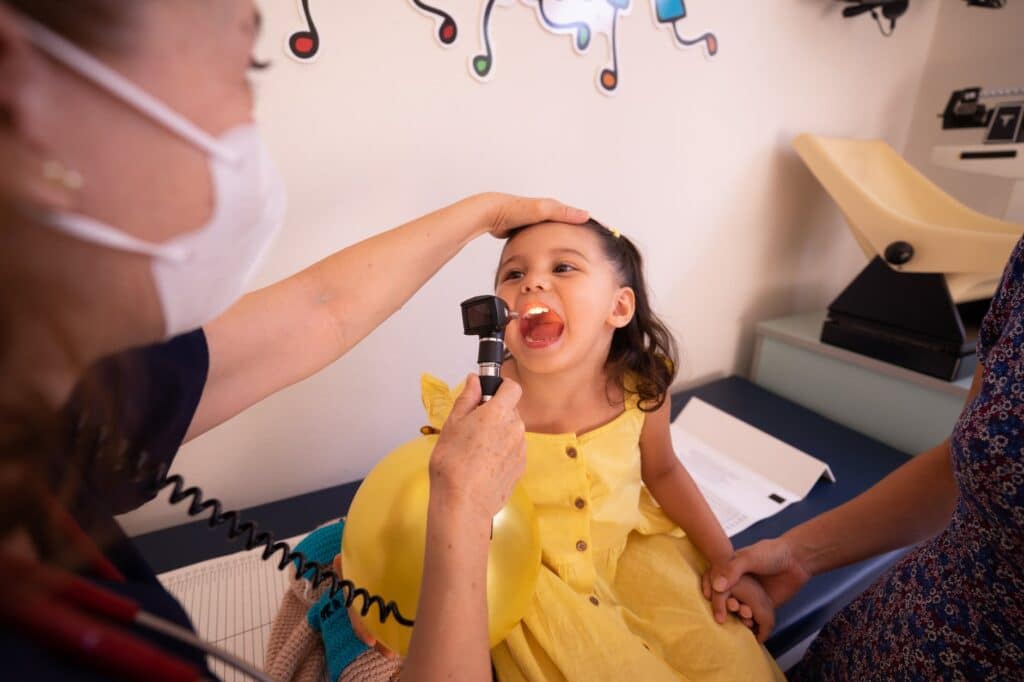 Child being examined by doctor